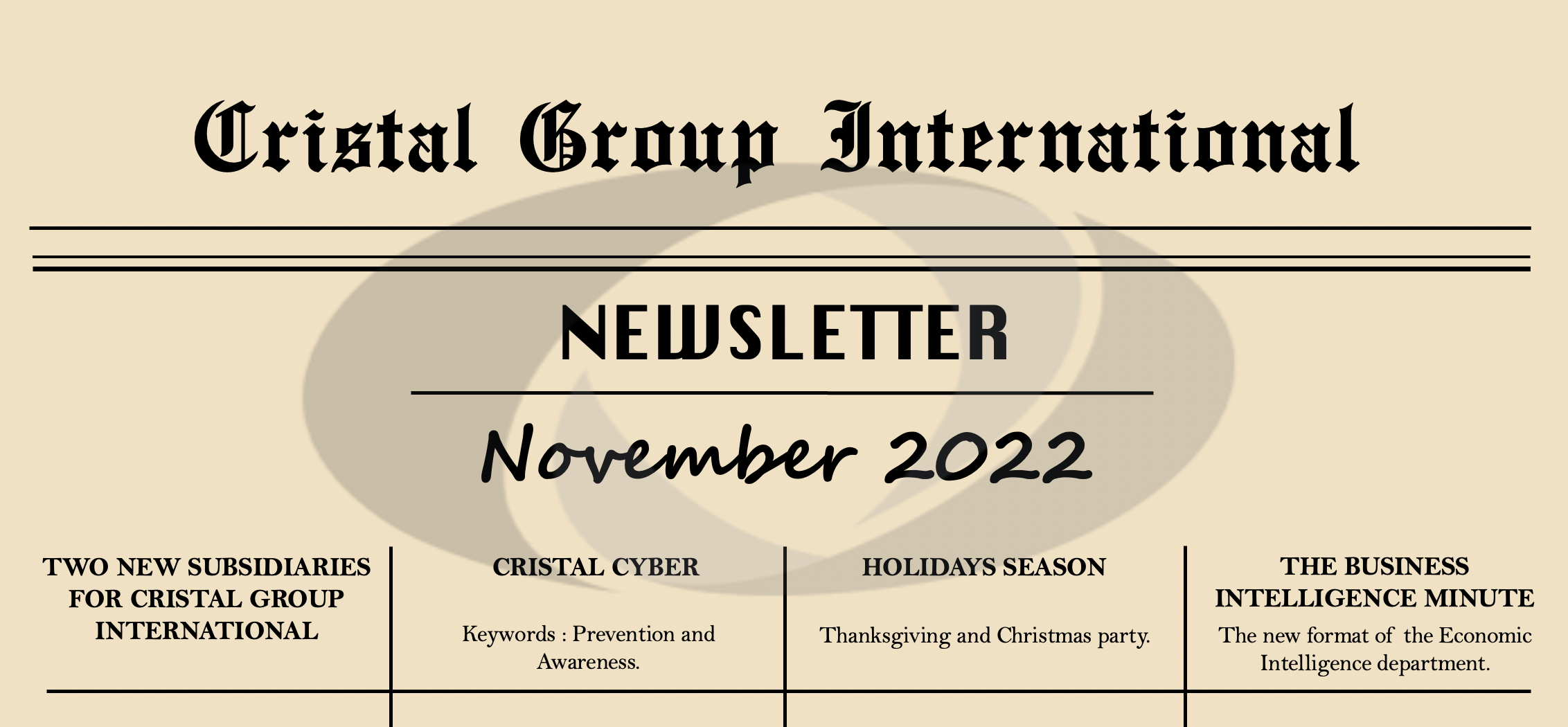 [Newsletter Cristal]: November Edition