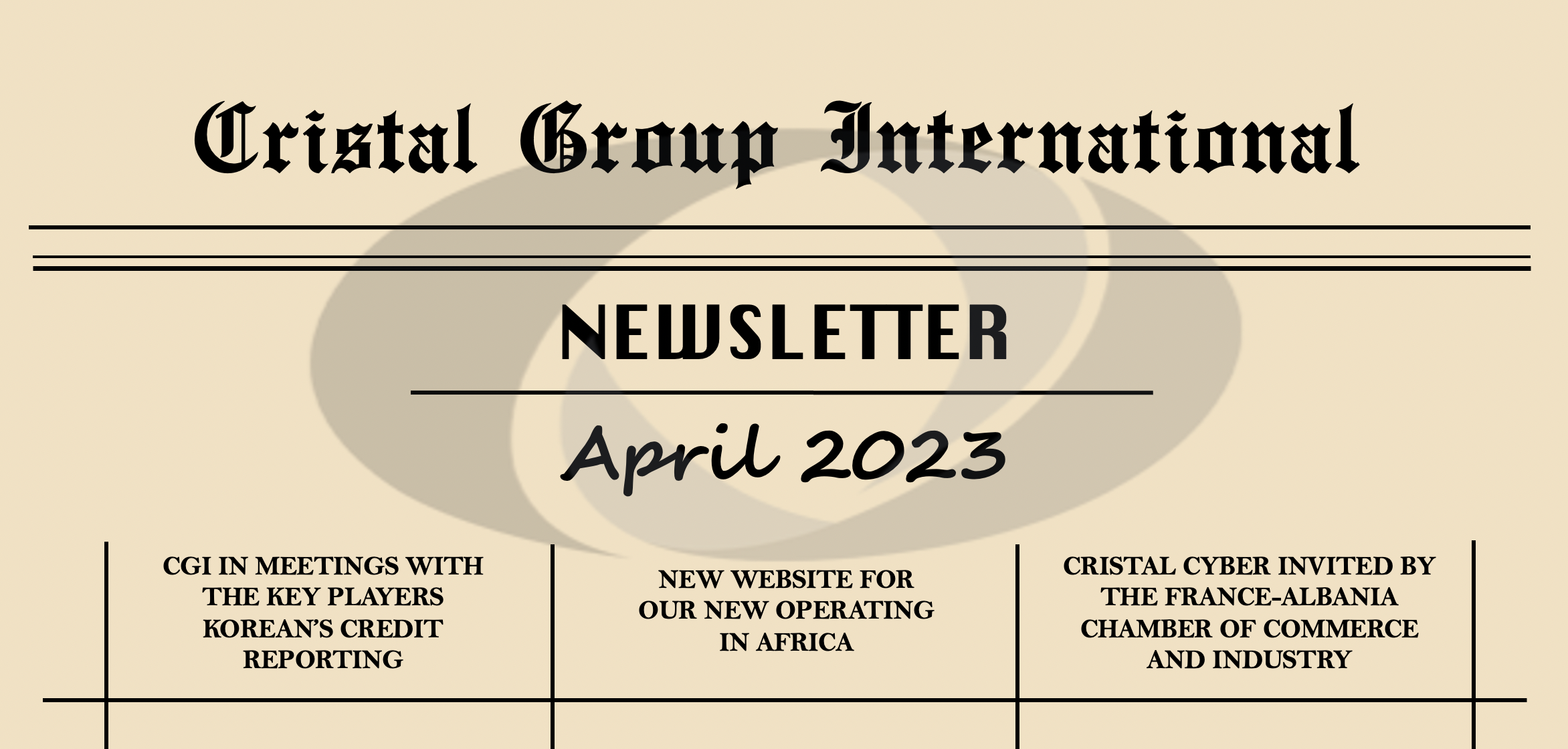 [Newsletter Cristal]: April Edition