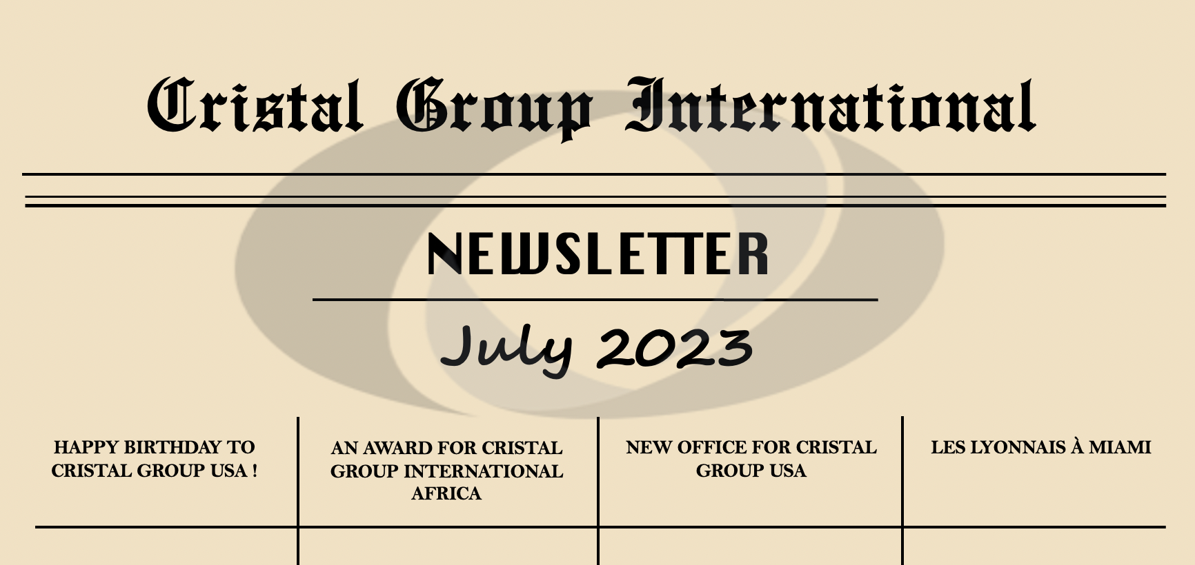 [Newsletter Cristal]: July Edition