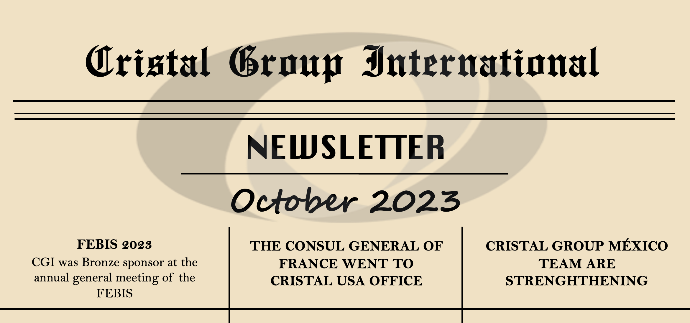 [Newsletter Cristal]: October Edition